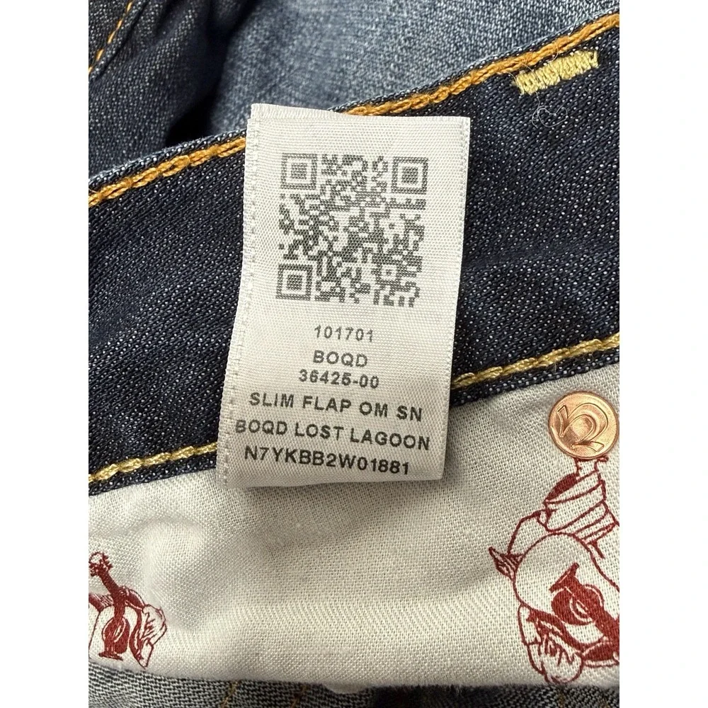 True Religion Jeans Mens Size 44x34 Geno SN Flap Slim‎ Blue Big & Tall Designer